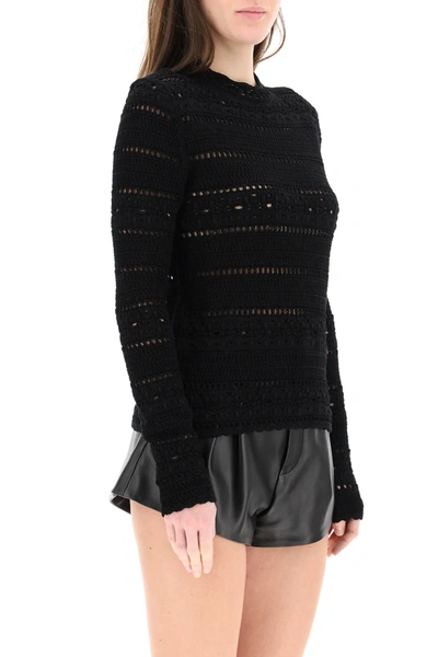 Shop Saint Laurent Crochet Sweater In Black