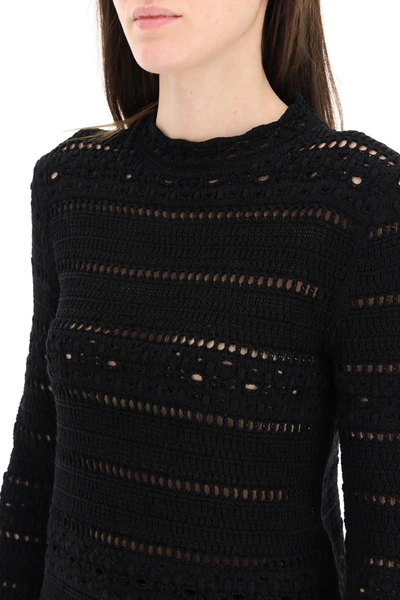 Shop Saint Laurent Crochet Sweater In Black