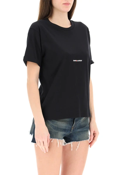 Shop Saint Laurent T-shirt With Logo Print In Black