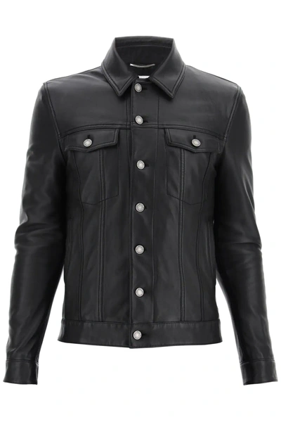 Shop Saint Laurent Leather Jacket In Black