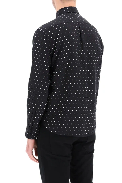 Saint Laurent Anchor Print Long Sleeve Silk Button-up Shirt In 