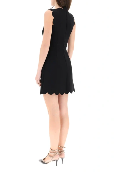 Shop Red Valentino Dress With Scallop Details In Black