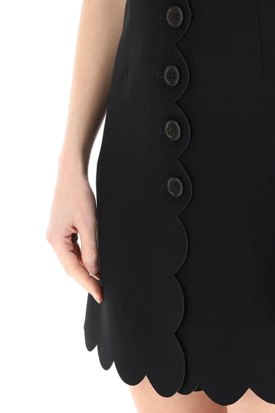 Shop Red Valentino Dress With Scallop Details In Black