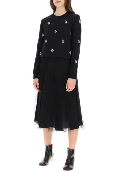 Shop Red Valentino Sweatshirt With Clover Embroidery In Black