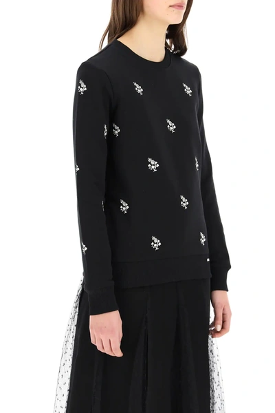 Shop Red Valentino Sweatshirt With Clover Embroidery In Black