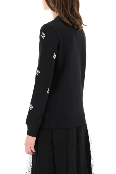 Shop Red Valentino Sweatshirt With Clover Embroidery In Black