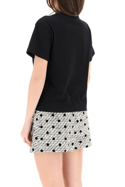Shop Red Valentino T-shirt With Clover Embroidery In Black,white