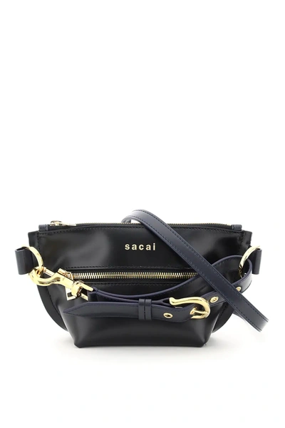 Shop Sacai Trapezoid Mini Bag In Black,blue