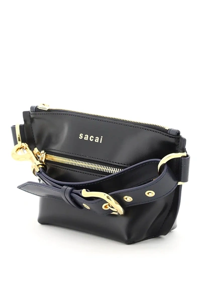Shop Sacai Trapezoid Mini Bag In Black,blue