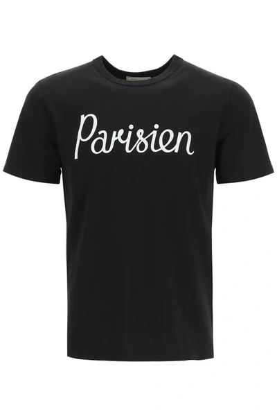 Shop Maison Kitsuné Parisien Print T-shirt In Black,white