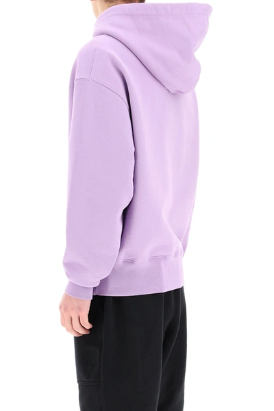 Shop Ami Alexandre Mattiussi Hooded Sweatshirt Ami De Coeur Patch In Purple