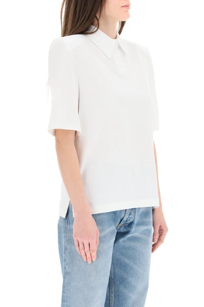 Shop Attico Astrid Polo Shirt With Logo Embroidery In White