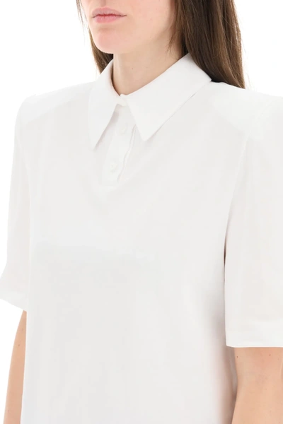 Shop Attico Astrid Polo Shirt With Logo Embroidery In White