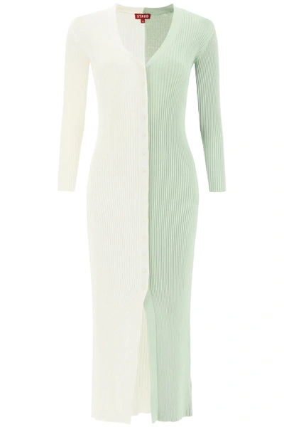 Shop Staud Shoko Two-tone Dress In Green,white