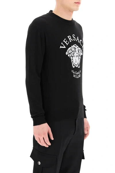 Shop Versace Sweater Medusa Via Gesù 12 In Black,grey