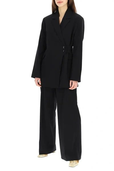 Shop Ganni Straight Leg Trousers In Black