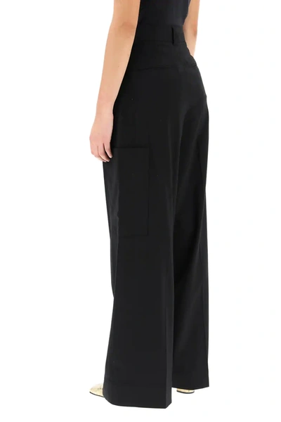 Shop Ganni Straight Leg Trousers In Black