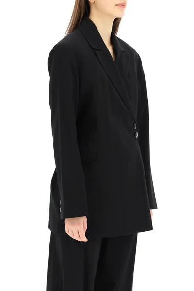 Shop Ganni Wrap Blazer In Black