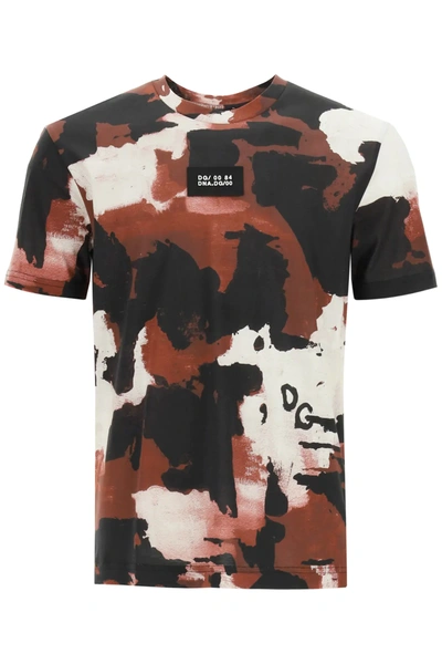 Shop Dolce & Gabbana Camouflage T-shirt In Brown,black,beige