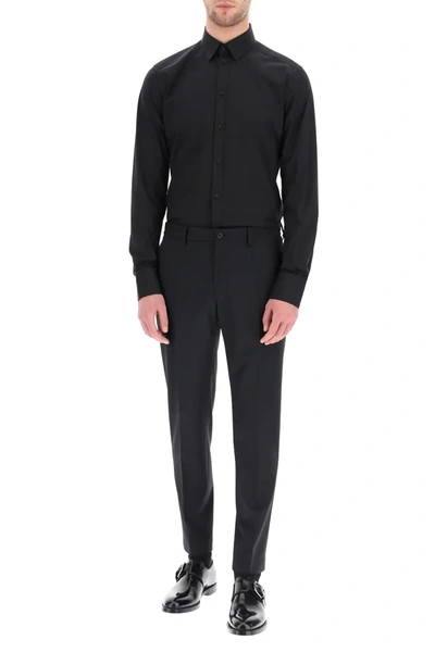 Shop Dolce & Gabbana Casual Trousers In Wool Blend In Black