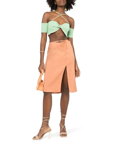 Shop Jacquemus Spaghetti-strap Crop Top In Green