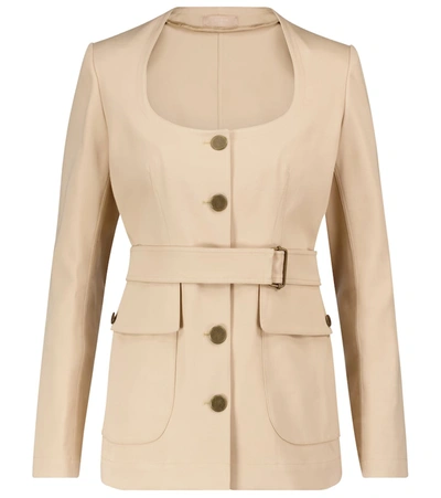 Shop Alaïa Belted Cotton Gabardine Jacket In Sable