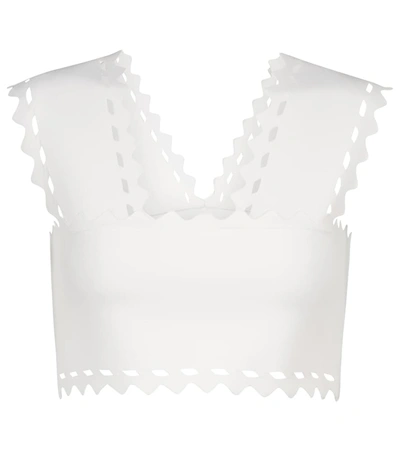 Shop Alaïa Stretch-knit Crop Top In White