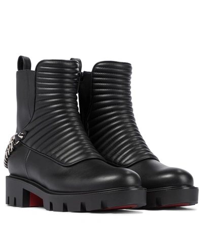 Shop Christian Louboutin Maddic Max Leather Combat Boots In Black