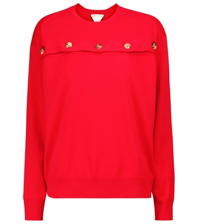 Shop Bottega Veneta Buttoned Wool Sweater In Red