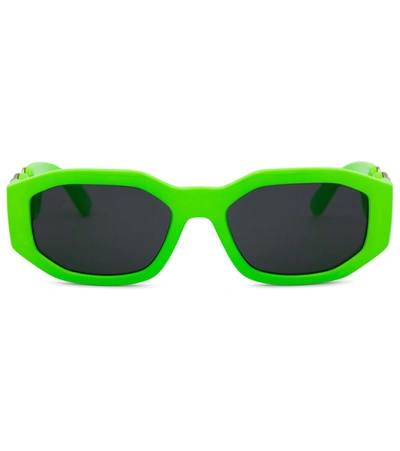 Shop Versace Logo Sunglasses In Green