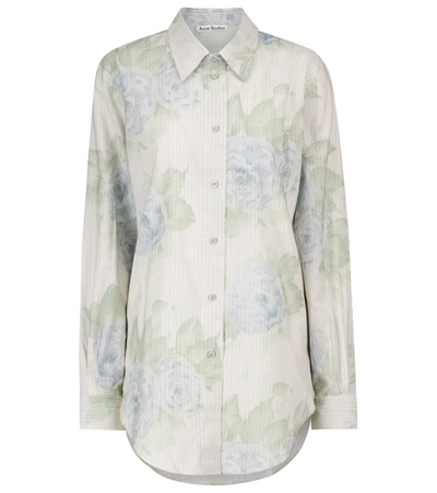 Shop Acne Studios Floral Cotton-blend Shirt In Blue