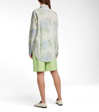 Shop Acne Studios Floral Cotton-blend Shirt In Blue