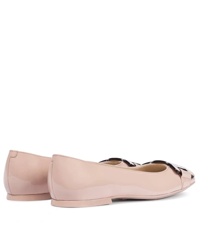 Shop Tod's Gomma Patent Leather Ballet Flats In Pink