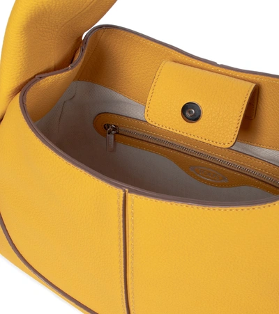 Shop Tod's Shirt Small Leather Shoulder Bag In Yellow