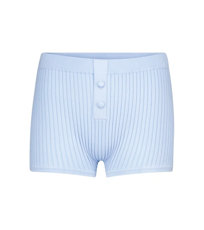 Shop Live The Process Ribbed-knit Shorts In Blue