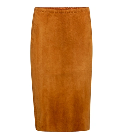 Shop Stouls Gilda High-rise Suede Midi Skirt In Brown