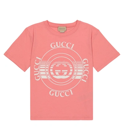 Shop Gucci Logo Cotton Jersey T-shirt In Pink