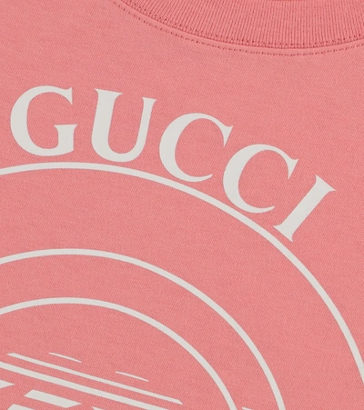 Shop Gucci Logo Cotton Jersey T-shirt In Pink