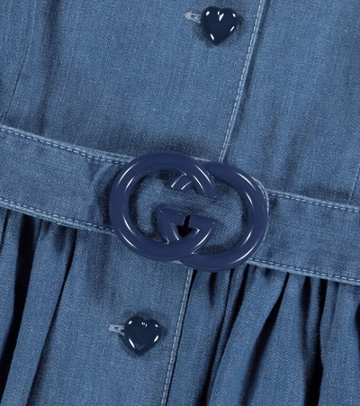 Shop Gucci Denim Dress With Belt In Blue