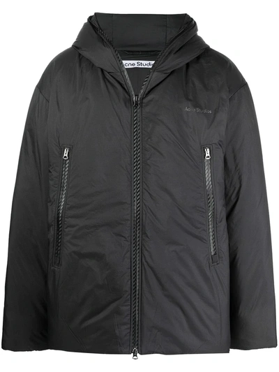 Shop Acne Studios Hooded Padded Jacket In Black