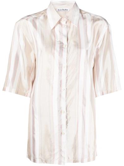 Shop Acne Studios Striped Short-sleeve Shirt In White