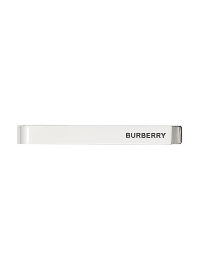 Shop Burberry Logo Detail Tie Bar In Silber