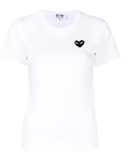 Shop Comme Des Garçons Play Embroidered Motif T-shirt In White