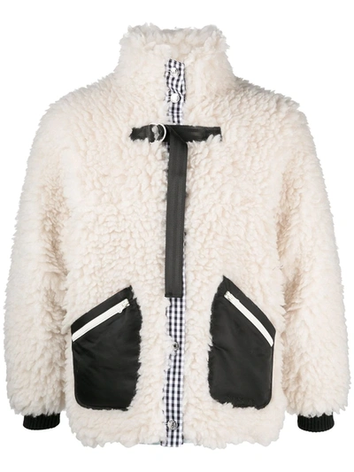 Shop Sandy Liang Seven Sherpa Feece Jacket In Neutrals