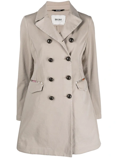 Shop Bazar Deluxe Double-breasted Trench Coat In Neutrals