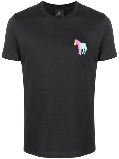 Shop Paul Smith Horse-print Crew-neck T-shirt In Black