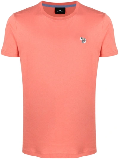 Shop Paul Smith Zebra-patch Crew-neck T-shirt In Orange