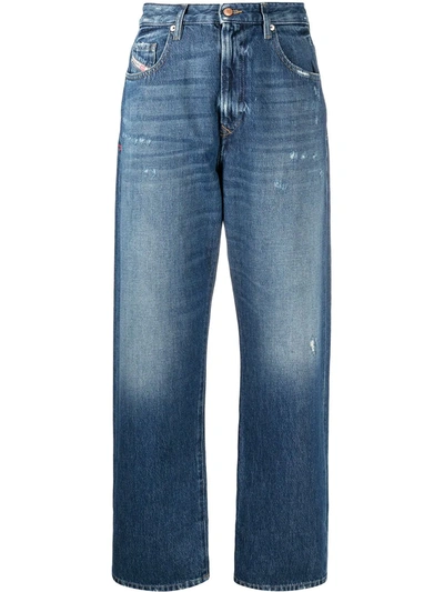 Shop Diesel Tapered Wide-leg Jeans In Blue