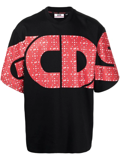 Shop Gcds Logo-print Oversized T-shirt In Black