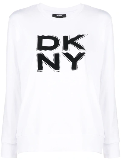 Shop Dkny Logo-print Sweatshirt In White